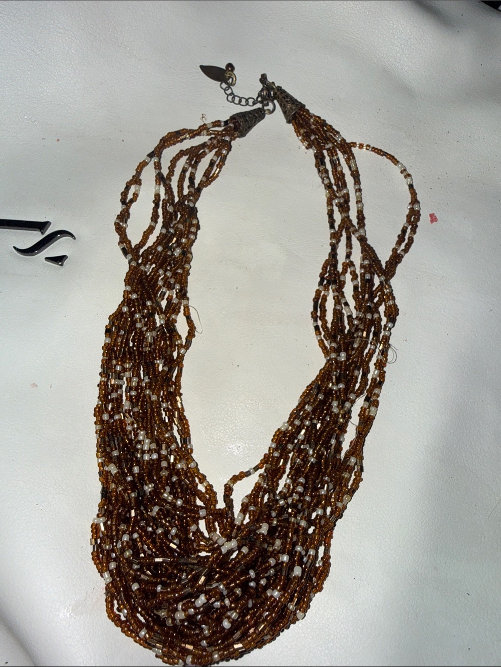 Multi-Strand Brown Seed Bead Necklace - Women Jewelry